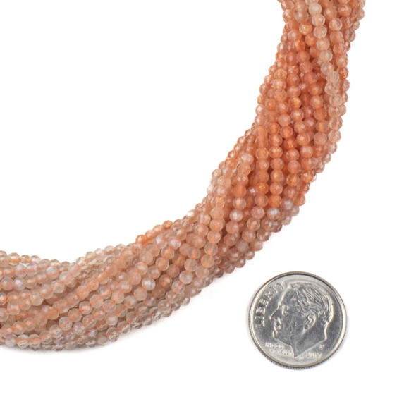 Multicolor Sunstone 2mm Faceted Round Beads - 15 inch strand