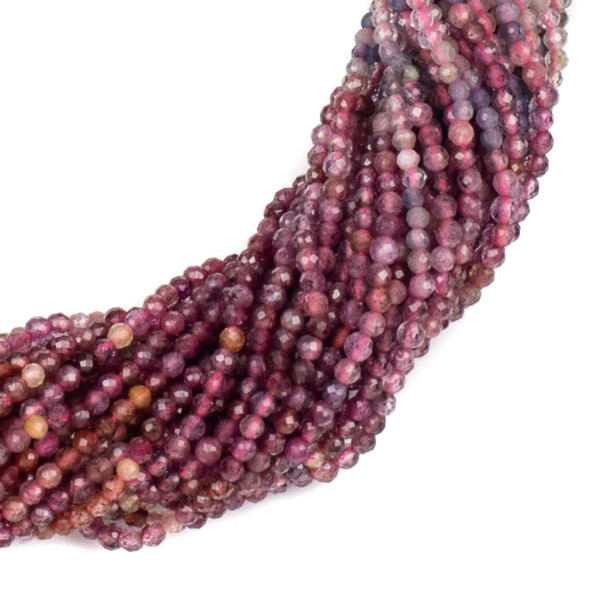 Multicolor Rainbow Spinel 2mm Faceted Round Beads - 15 inch strand
