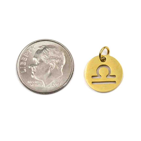 18k Gold Plated Stainless Steel 12mm Libra Zodiac Charm with 4mm Open Jump Ring - 2 per bag