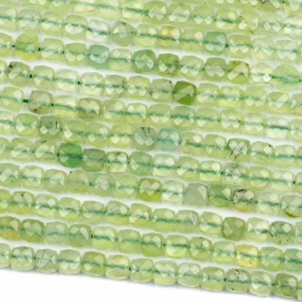 Prehnite 6mm Faceted Cube Beads - 15 inch strand