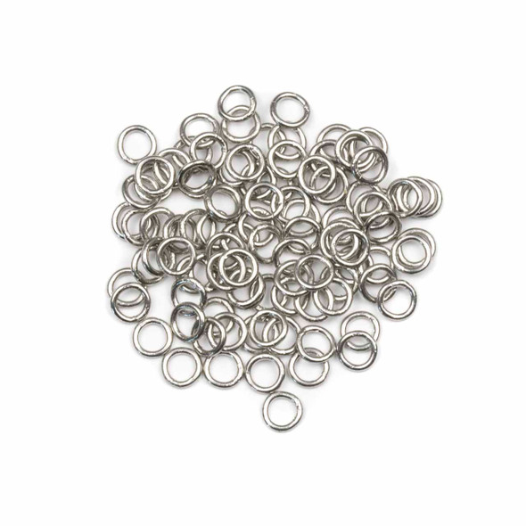 Natural Silver Stainless Steel 4mm Soldered Closed Jump Rings - 21 gauge, approx. 100 per bag