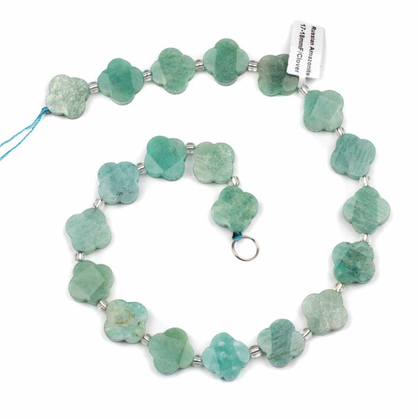 Amazonite 17-18mm Faceted Clover Beads - 15.5 inch strand