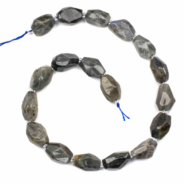 Blue Labradorite 10-12x14-25mm Faceted Nugget Beads - 15 inch strand