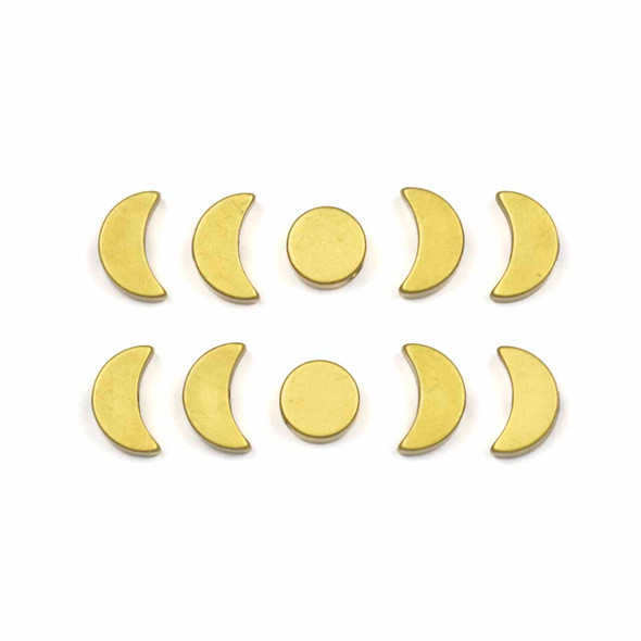 Coated Brass Moon Phase Beads - 10 pieces/2 sets per bag