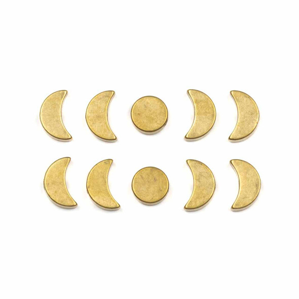 Cherry Tree Beads Raw Brass Moon Phase Beads - 10 pieces/2 sets 