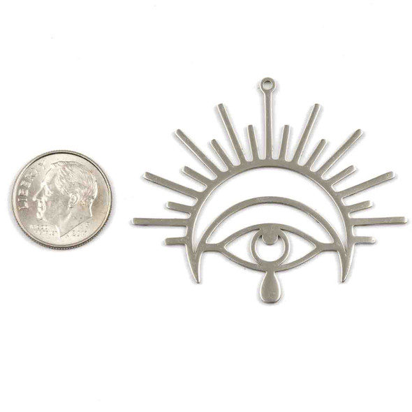 Natural Silver Stainless Steel 41x49mm Celestial Eye Component - 2 per bag