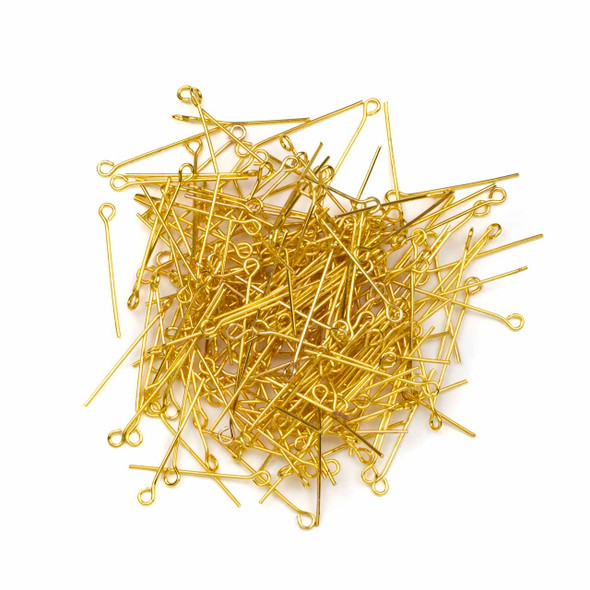 Gold Plated Brass 1 inch, 21g Eye Pins - 250 per bag