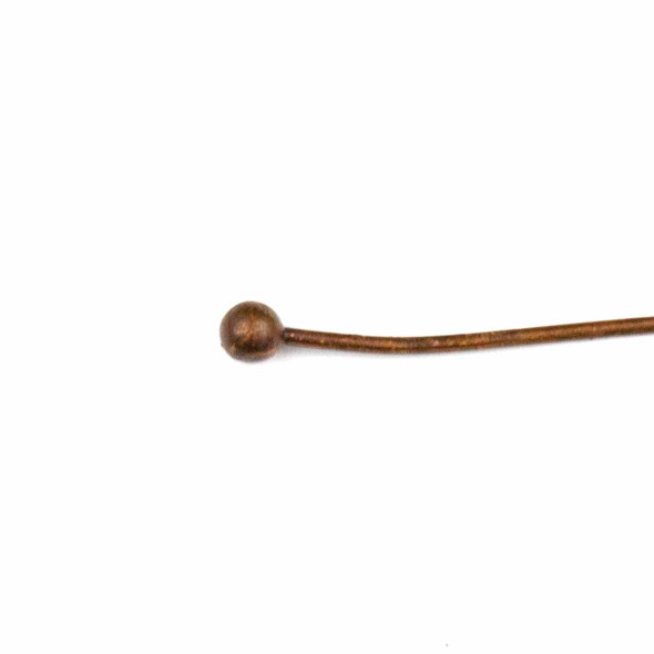 Vintage Copper Plated Brass 2 inch, 22g Headpins/Ballpins with a 2mm Ball - 100 per bag