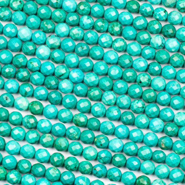 Dyed Turquoise Howlite 6mm Faceted Round Beads - 15 inch strand