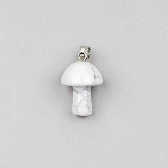 Howlite 16x20mm Mushroom Pendant with Silver Plated Brass Loop and 4x7mm Bail - 1 per bag