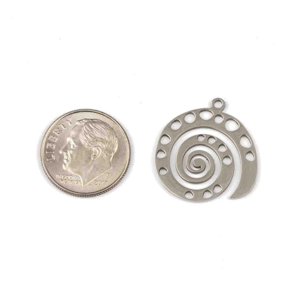 Stainless Steel 21x22mm Snail Shell Component - 2 per bag