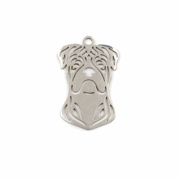 Natural Silver Stainless Steel 16x25mm Boxer Dog Component - 1 per bag