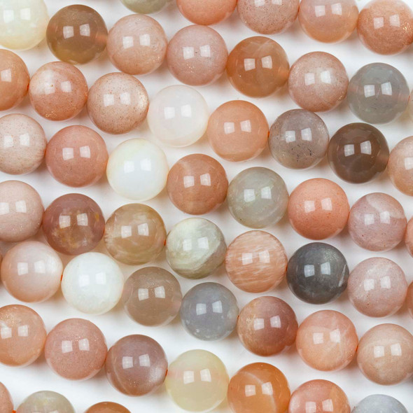 Multicolored Moonstone 10mm Round Beads - 15 inch strand