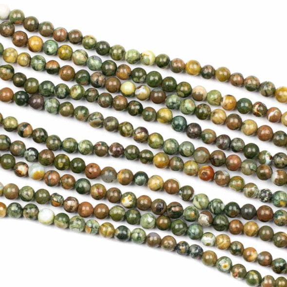 Rhyolite 4mm Round Beads - 15.5 inch strand