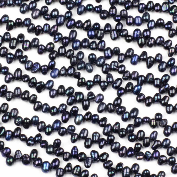 Fresh Water Pearl 4x6mm Peacock Top Drilled Dancing Potato Beads - 15 inch strand