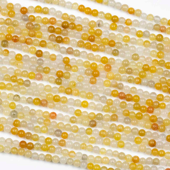 Multicolor Yellow Jade 3.25mm Round Beads - 15 inch strand
