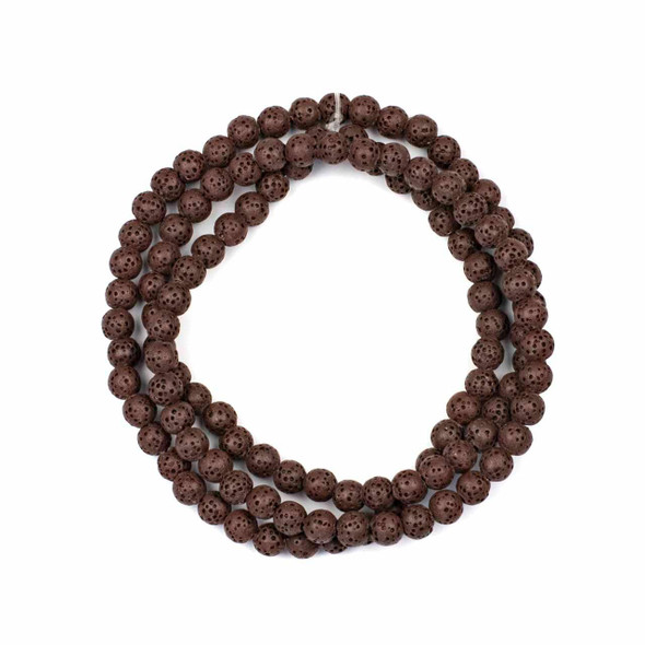 Cherry Tree Beads Waxed Brown Lava 6mm Mala Round Beads - 115 beads per strand