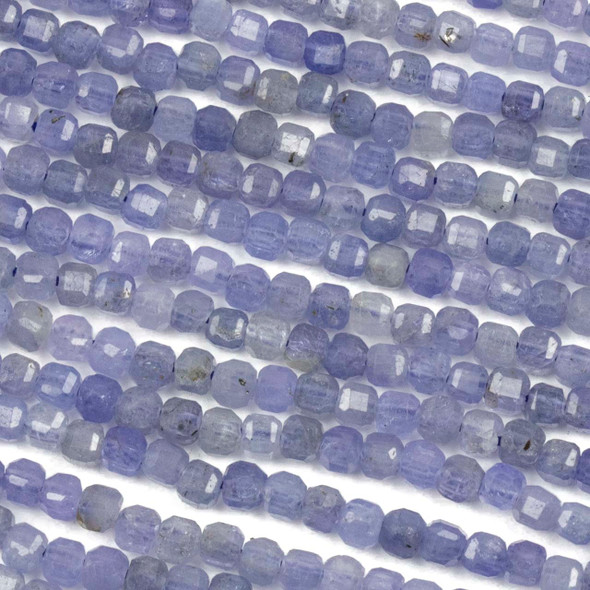 Tanzanite 2-2.5mm Faceted Cube Beads - 15 inch strand