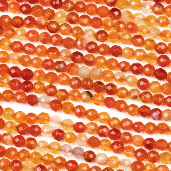 Carnelian 4mm Faceted Round Beads - 15 inch strand