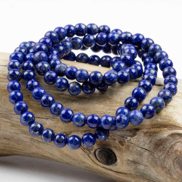 Cherry Tree Beads Lapis 6mm Mala Round Beads - 115 beads per strand 