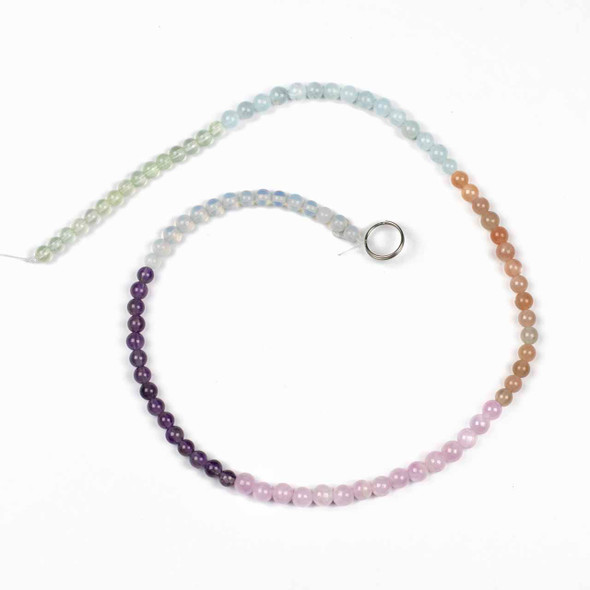 Pastel Mix Gemstone Artisan Strand - 4mm Round Beads, 15 inch strand, mix #6