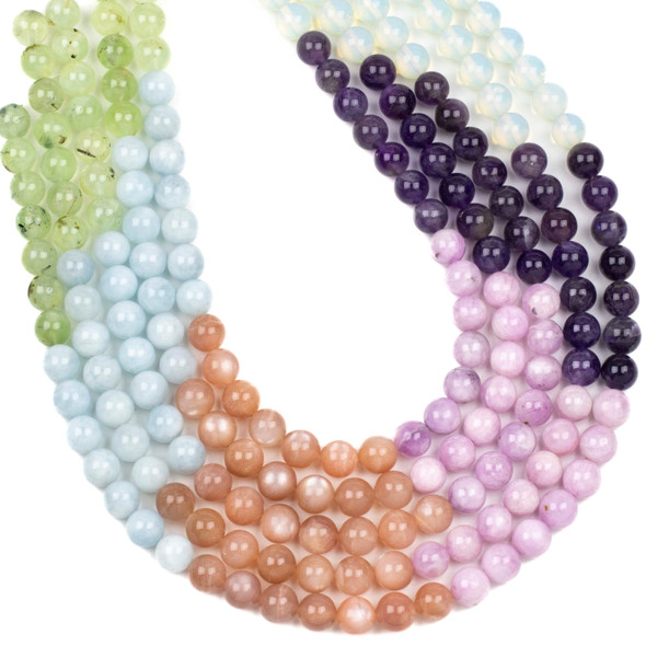 Pastel Mix Gemstone Artisan Strand - 10mm Round Beads, 15 inch strand, mix #6