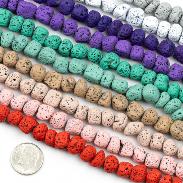 Cherry Tree Beads Waxed Lava 8mm Irregular Nugget Beads - 14 inch strand 