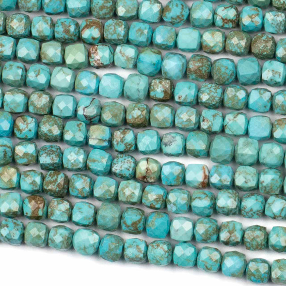 Turquoise Howlite 5mm Faceted Cube Beads - 16 inch strand