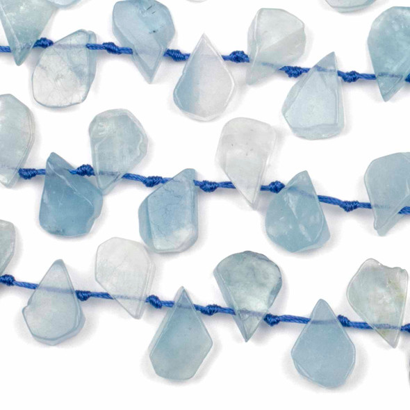 Aquamarine approximately 10x15mm Top Drilled Rough-Cut Polished Top Drilled Teardrop Beads - 16 inch strand