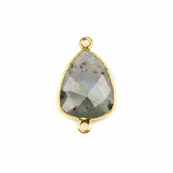 Cherry Tree Beads Labradorite 13x23mm Rounded Triangle Link with a Gold Plated Brass Bezel - 1 per bag 