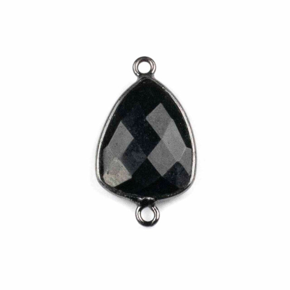 Onyx 13x23mm Rounded Triangle Link with a Gun Metal Plated Brass Bezel - 1 per bag