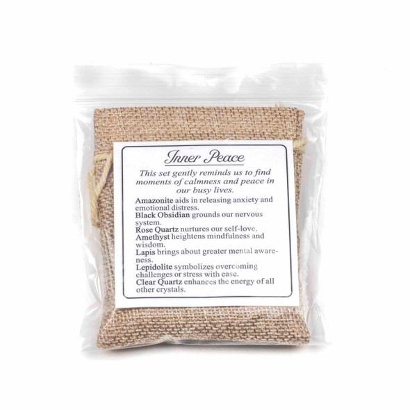 Cherry Tree Beads 7 Assorted Tumbled Gemstones for Inner Peace in Jute Bag 