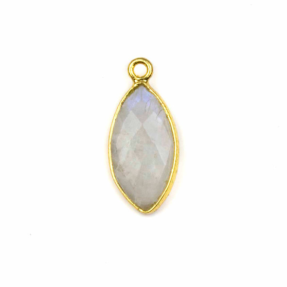 Moonstone 9x19mm Marquis Drop with a Gold Plated Brass Bezel - 1 per bag