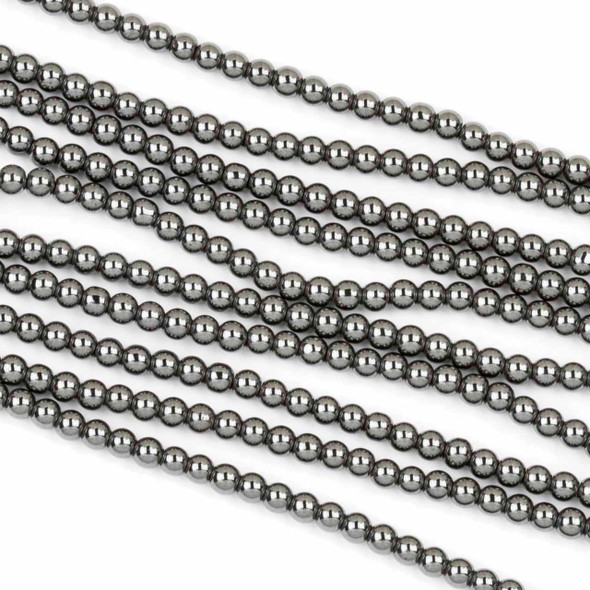 Hematite 3mm Round Beads - 15 inch strand