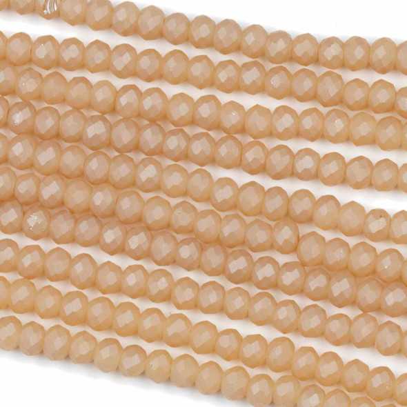 Crystal 3x4mm Opaque Matte Soft Peach Rondelle Beads - Approx. 15.5 inch strand