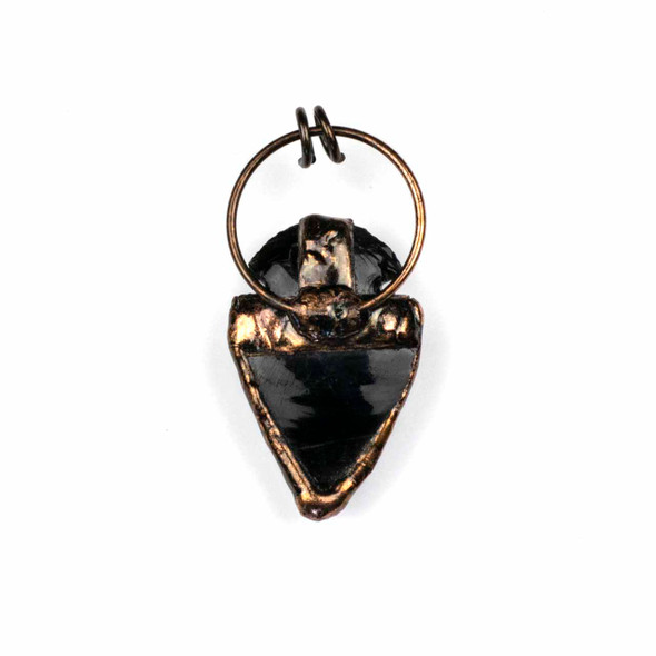 Black Obsidian approx. 28x44mm Arrowhead Pendant with Faceted Oval and 28mm Hoop - 1 per bag