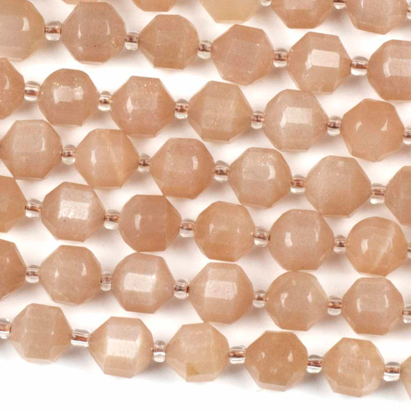 Peach Moonstone 8x9mm Prism Beads - 15 inch strand