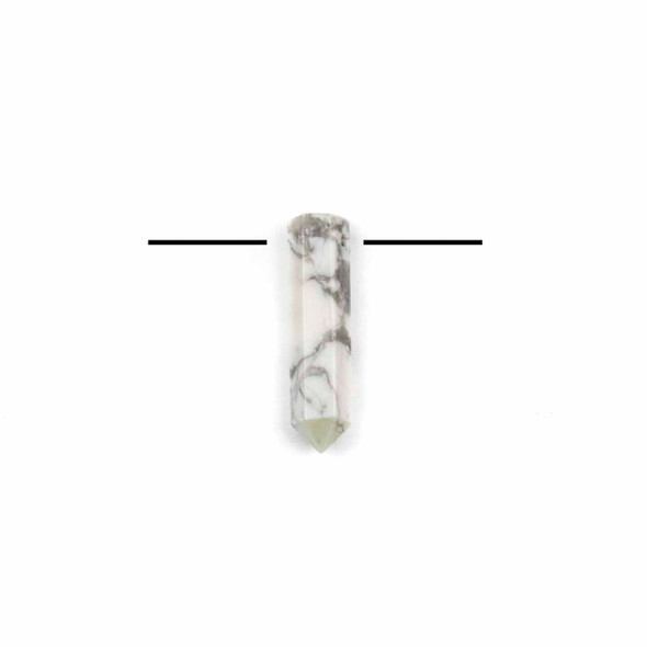 Howlite approx. 6x26mm Flat Top, Top Drilled Single Terminated Hexagonal Point Pendant - 1 per bag