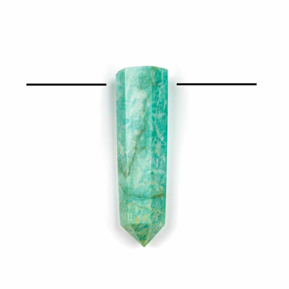 Amazonite flat top hexagonal point pendant, approx. 15x56mm, top drilled and cut from natural gemstone, available from Cherry Tree Beads. Amazonite flat top hexagonal point pendant, approx. 15x56mm, top drilled and cut from natural gemstone, available from Cherry Tree Beads.