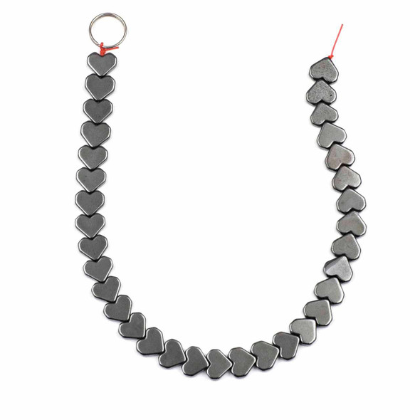 Cherry Tree Beads Synthetic Hematite 8mm Heart Beads - 8 inch strand 