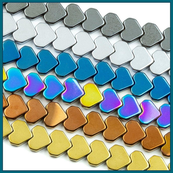 Cherry Tree Beads Hematite Electroplated 4mm Heart Beads - 8 inch strand 