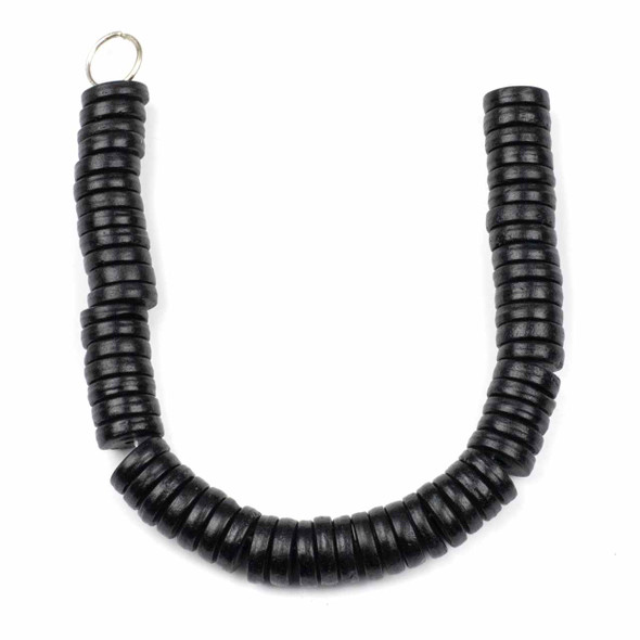 Bone 4x12mm Black Heishi Beads - 8 inch strand