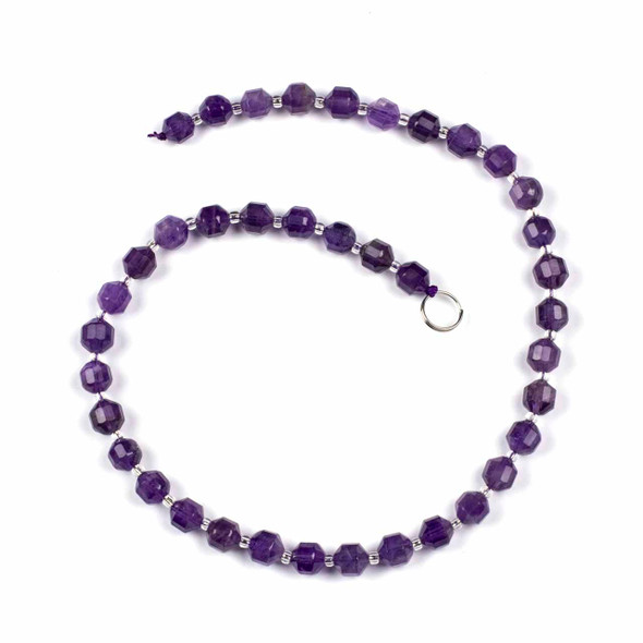 Amethyst 8mm Faceted Prism Beads - 15 inch strand