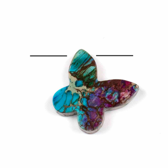 Dyed Pink and Blue Impression Jasper 23x25mm Top Drilled on Wing Tip Butterfly Pendant - 1 per bag