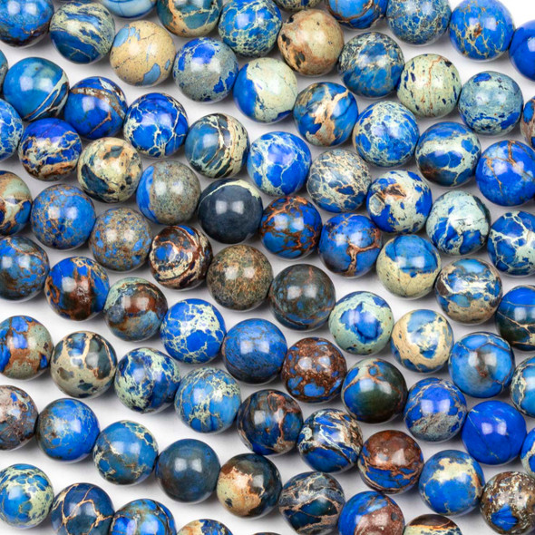 Dyed Blue Impression Jasper 8mm Round Beads - color #02, 15 inch strand