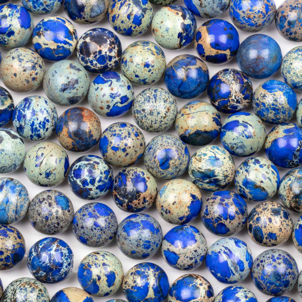 Dyed Blue Impression Jasper 10mm Round Beads - color #02, 15 inch strand