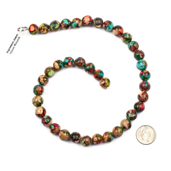 Dyed Fiesta Rainbow Impression Jasper 10mm Round Beads - color #06, 15 inch strand