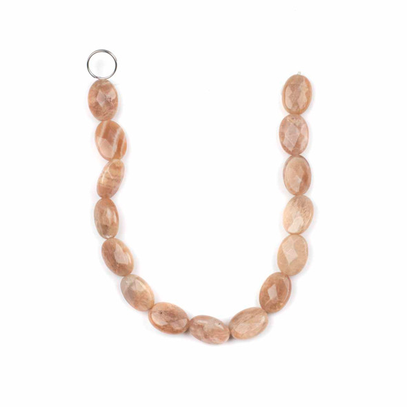 Peach Moonstone 10x14mm Faceted Oval Beads - 8 inch strand