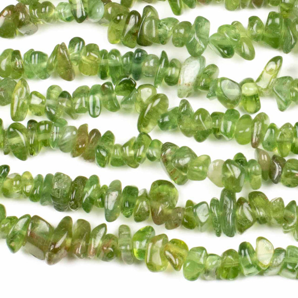Dark Green Apatite 5-8mm Chip Beads - 32" circular strand