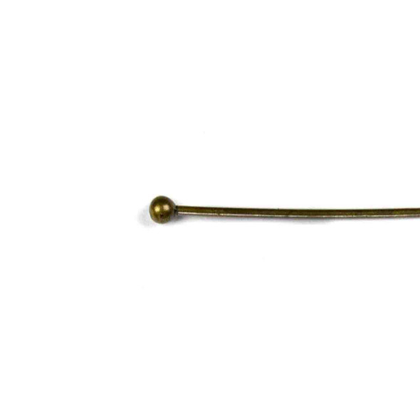 Antique Brass Plated Brass 2 inch, 21g Headpins/Ballpins with a 2mm Ball - 100 per bag